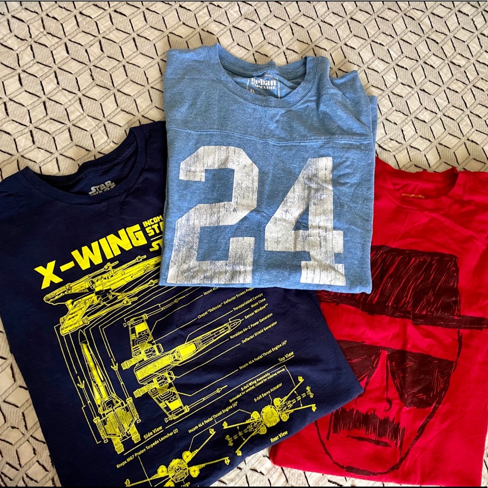 3 tees- Star Wars, Heinsenberg and Varsity tee, XL